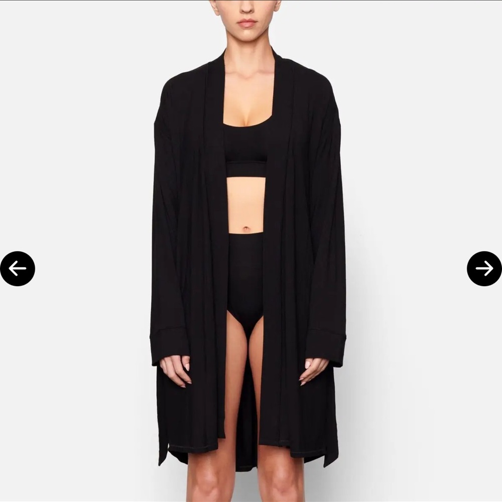 SKIMS Black Draped Robe